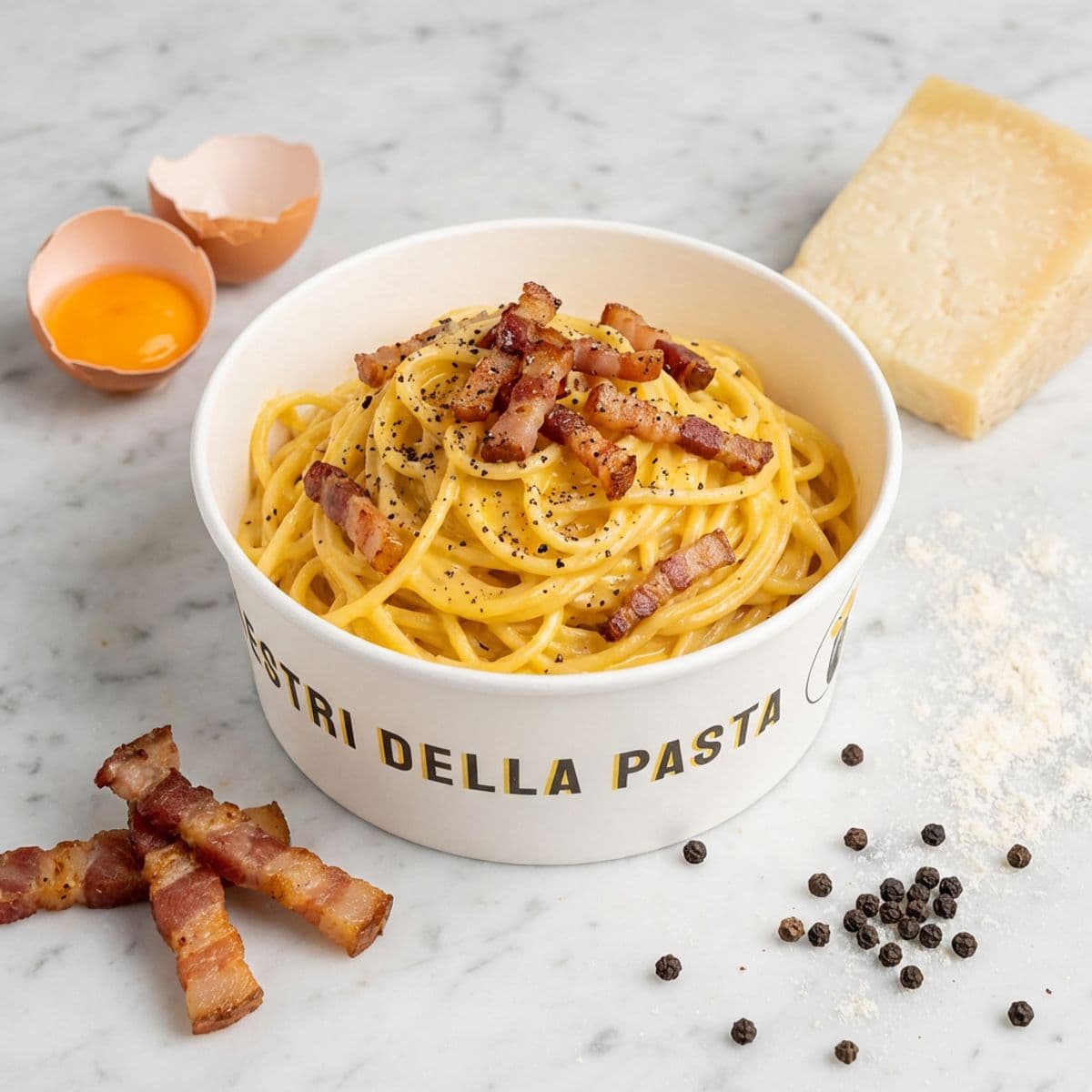 Authentic spaghetti carbonara Maestri della Pasta